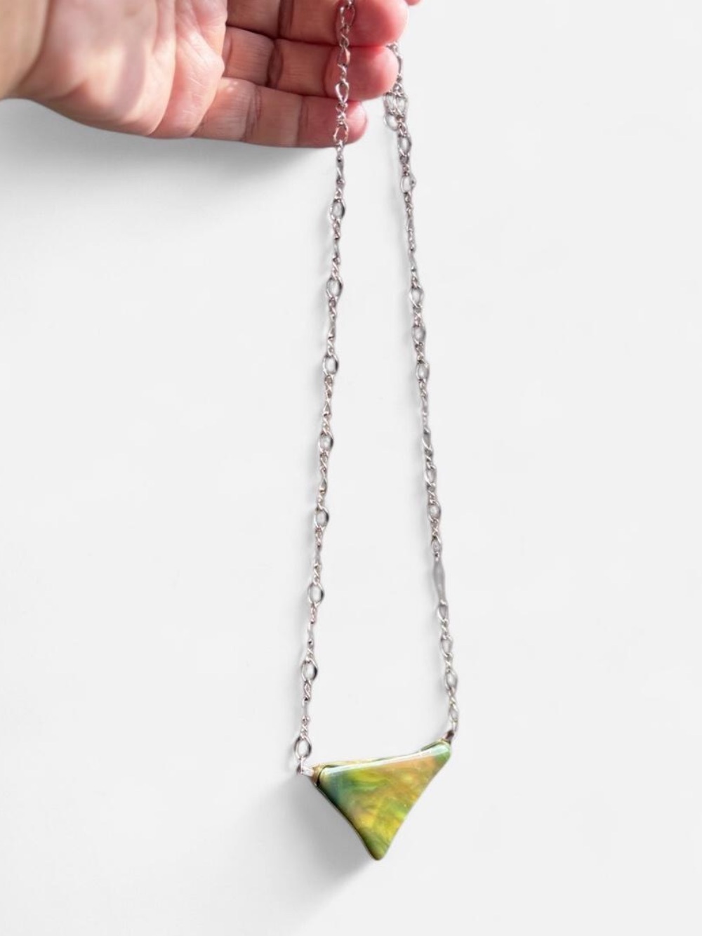 Vintage Chartreuse‎ Geometric Resin Statement Necklace